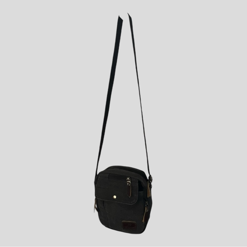 OU LI LAI Casual Charcial Gray Stone Wash Canvas Bag with Adj Shoulder Strap - Picture 3 of 13